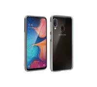 Coque Galaxy A20e Silicone Transparent et Film Ecran Verre Trempé Contour noir