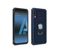 Coque Galaxy A40 Bi matière Rigide et Souple Bague Support Vidéo bleu nuit