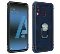 Coque Galaxy A40 Bi matière Rigide et Souple Bague Support Vidéo bleu nuit
