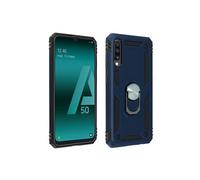 Coque Galaxy A50 Rigide et Souple Bague Support Vidéo bleu nuit