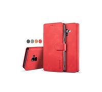 Coque Galaxy A8 2018 SM-A530F , Etui Housse Cuir Flip Portefeuille avec 3 emplacements Cartes de Case pour Samsung A8 2018 - Rouge