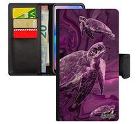 Coque Galaxy J3 2017 Simili Cuir Tortue Animal 4G Noir de mer Motif à clapet marbre Antichoc Design Luth Ocean Animaux Marin pour Samsung