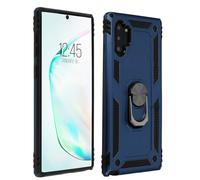 Coque Galaxy Note 10 Plus Bi matière Rigide Souple Bague Support Vidéo Bleu nuit