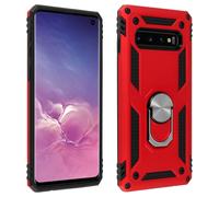 Coque Galaxy S10 Bi matière Rigide et Souple Bague Support Vidéo rouge