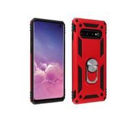 Coque Galaxy S10 Bi matière Rigide et Souple Bague Support Vidéo rouge