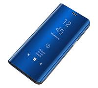 Coque Galaxy S10, Coque Galaxy S10 Plus PC Miroir Etui Flip 360° Protection Ultra Mince Anti-Rayures Antichoc Housse Transparente Stand Cover Bumper pour Samsung Galaxy S10 Lite (Bleu, S10 Plus)