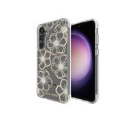Coque Galaxy S23 FE 5G Motif Floral Gems Protection Elégant Antimicrobienne Dorée