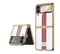 COQUE Galaxy Z Flip 4 5G,étui pour téléphone Portable Ultra Mince en Verre 9H Peinte Brillante,Housse de téléphone Pliable pour Samsung Galaxy Z Flip 4 5G-Blanc limité
