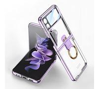 COQUE Galaxy Z Flip 4, et Film Intégrés Phantom Transparente pour Téléphone Mobile avec Anneau,Housse de Téléphone Pliante pour Samsung Galaxy Z Flip 4 5G-Violet