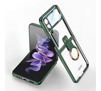 COQUE Galaxy Z Flip 4, et Film Intégrés Phantom Transparente pour Téléphone Mobile avec Anneau,Housse de Téléphone Pliante pour Samsung Galaxy Z Flip 4 5G-Vert