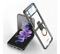 COQUE Galaxy Z Flip 4, et Film Intégrés Phantom Transparente pour Téléphone Mobile avec Anneau,Housse de Téléphone Pliante pour Samsung Galaxy Z Flip 4 5G-Le Noir