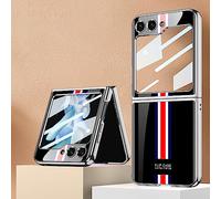 COQUE Galaxy Z Flip 5 5G,étui pour téléphone Portable Ultra Mince en Verre 9H Peinte Brillante,Housse de téléphone Pliable pour Samsung Galaxy Z Flip 5 5G-Noir limité