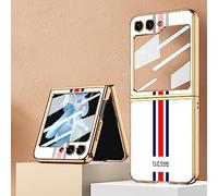 COQUE Galaxy Z Flip 5 5G,étui pour téléphone Portable Ultra Mince en Verre 9H Peinte Brillante,Housse de téléphone Pliable pour Samsung Galaxy Z Flip 5 5G-Blanc limité