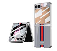COQUE Galaxy Z Flip 6 5G,étui pour téléphone Portable Ultra Mince en Verre 9H Peinte Brillante,Housse de téléphone Pliable pour Samsung Galaxy Z Flip 6 5G-Gris limité