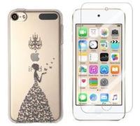 Coque Gel imprimée solide et résistante + 1 film en verre trempé transparent résistant (Robe Noire) pour iPod Touch 5, Touch 6