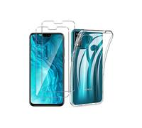 NOVAGO Compatible avec Huawei Honor 9X Lite - Pack Complet : Coque Arrière Transparente Antichoc en TPU Gel Souple + 2 Films de Protection Écran en Verre Trempé 9H
