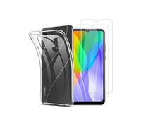 NOVAGO Compatible avec Huawei Y6p -Pack Complet- Coque Résistante Transparente + 2 Films de Protection écran en Verre trempé (Transparent)