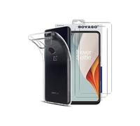 NOVAGO Compatible avec OnePlus Nord N10 5G -Pack Complet- Coque Résistante Transparente + 2 Films de Protection écran en Verre trempé