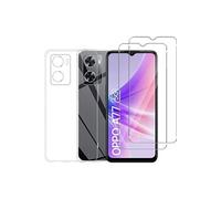 NOVAGO Compatible avec Oppo A77 5G -Pack Complet- Coque Résistante Transparente + 2 Films Protection écran Verre trempé