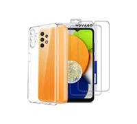 NOVAGO Compatible avec Samsung Galaxy A13 4G -Pack Complet- Coque Résistante Transparente + 2 Films Protection écran Verre trempé (Transparent)