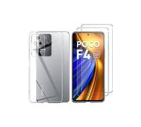 NOVAGO Compatible avec Xiaomi POCO F4 5G -Pack Complet- Coque Résistante Transparente + 2 Films Protection écran Verre trempé (Transparent)