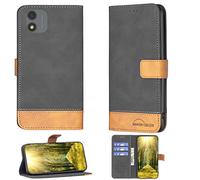 Coque Generic pour SPC Smart 3 - Étui Housse Case Support BF11 Black - Cuir PU de haute qualité - Reverse PU leather + silicone ring, Card holder - Black - Portefeuille - Adulte