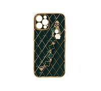 Coque Géométrique iPhone 12 Pro avec Chaine Trèfle à quatre feuilles Vert