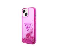 CG MOBILE Guess Coque de téléphone pour iPhone 14 Pouces Fuchsia, Liquide pailleté, Lisse, Durable et Anti-Rayures avec Facile à Clipser, Absorption des Chocs et Logo Signature