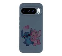 Coque Google Pixel 10 Pro Manga Stitch Angel Love Heart Pink - Silicone souple noir - Fabriquée en France