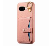 COQUE Google Pixel 10a avec Crochet, Support, Anti-Choc Téléphone Housse avec Miroir intégré, Texture Cuir Étui Protecteur Slim pour Google Pixel 10a-Rose