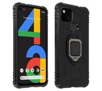 Coque Google Pixel 4A Flexible Antichoc Bague Métallique Support Vidéo Noir