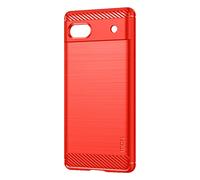 Coque Google Pixel 6a Souple Renforcée Effet Carbone et Métal Brossé MOFI Rouge