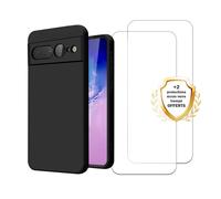 Coque Google Pixel 7 Pro Silicone liquide Noire + 2 Vitres en Verre trempé Protection écran Antichocs Evetane