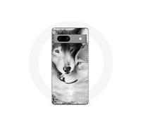 Coque Google Pixel 7a Le loup et la louve Animal noir et blonc