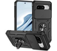 Coque Google Pixel 8 Noir - Hybride Pc+Tpu Antichoc Style Militaire, Protection Glissière Pour Appareil Photo, Bague Magnétique Rotative 360° Support