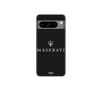 Coque Google Pixel 8 Pro MASERTATI BLANC FOND CARBONNE