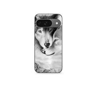 Coque Google Pixel 9 Le loup et la louve Animal noir et blonc