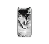Coque Google Pixel 9 Pro Le loup et la louve Animal noir et blonc