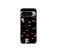 Coque Google Pixel 9 Pro NIKE JORDAN BLANC ROUGE fond noir