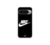 Coque Google Pixel 9 Pro nike logo blanc front noir
