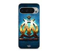 Coque Google Pixel 9 Pro Xl Om Dorée Brilant Droit Au But Fond Bleu
