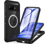 Coque Google Pixel 9a, Antichoc Housse Avec Protection Écran Verre Trempé 9h, 360 Degrés Protégé Téléphone Magnétique Etui Double Face Case Robuste Transparent Portable Intégrale Coque -Noir