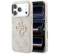 CG MOBILE Guess Coque 4G et grand logo en résine pour iPhone 18 Pro/iPhone 17 Pro (rose)