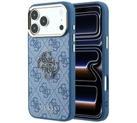 Coque Guess 4G & Big Resin Logo pour iPhone 18 Pro Max / 17 Pro Max, bleu clair