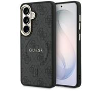 Guess Coque arrière en cuir 4G MagSafe pour Samsung Galaxy S26 – Gold Edge – Noir