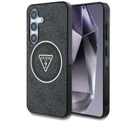 CG Mobile sous Licence Guess Coque pour S25 Ultra Noir 4G Paillettes Triangle Boutons Compatible avec MagSafe