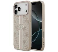CG MOBILE Guess 4G Bandes imprimées Compatible avec MagSafe Coque pour iPhone 17 Pro Max (Rose)