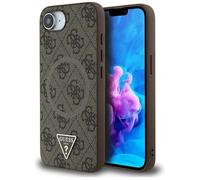 Coque Guess 4G Ring Triangle Logo MagSafe pour iPhone 16e (marron)