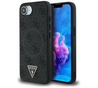 Coque Guess 4G Ring Triangle Logo MagSafe pour iPhone 16e (noir)