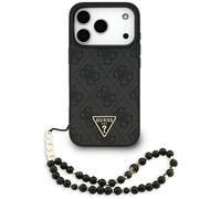 CG Mobile Coque Guess 4G pour iPhone 17 Pro Courroie logo triangulaire compatible MagSafe Noir